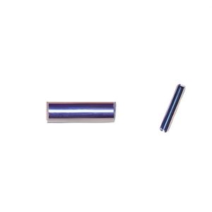 Polished stainless steel dowel pin and industrial bolt fastener on white background