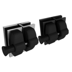Matte black and satin stainless steel glass to glass pool gate latches for frameless glass balustrades