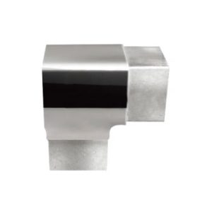 Polished stainless steel 90 degree square elbow joiner for square tube balustrade handrail.
