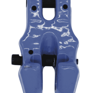 Grade 100 blue powder coated clevis shortening clutch with black safety locking pins.