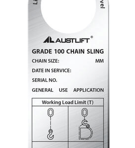 G100 Single Leg Chain Sling Tag SWL S/Steel