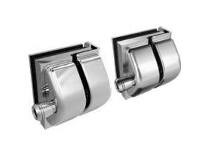 Polished 316 stainless steel side-pull glass-to-glass latch for frameless balustrade gate.
