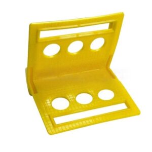 Yellow plastic corner protector for cargo tie-down straps and edge protection