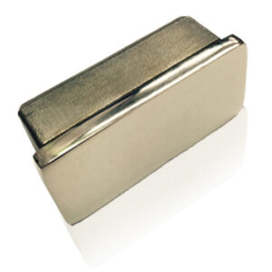 Polished stainless steel rectangular end cap for balustrade handrail systems.