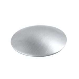 Domed stainless steel end cap for round handrail with satin finish