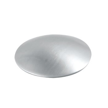 Domed stainless steel end cap for round handrail with satin finish