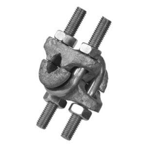 Industrial grade galvanised steel double throated wire rope grip for heavy-duty cable clamping and rigging.