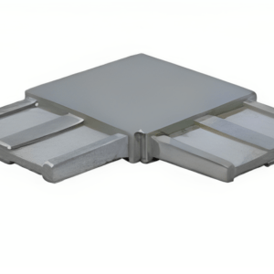 Satin finish 316 stainless steel 90-degree rectangular tube joiner.