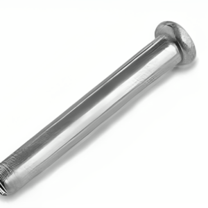 Stainless steel dome head terminal with swage end for wire rope balustrade systems.