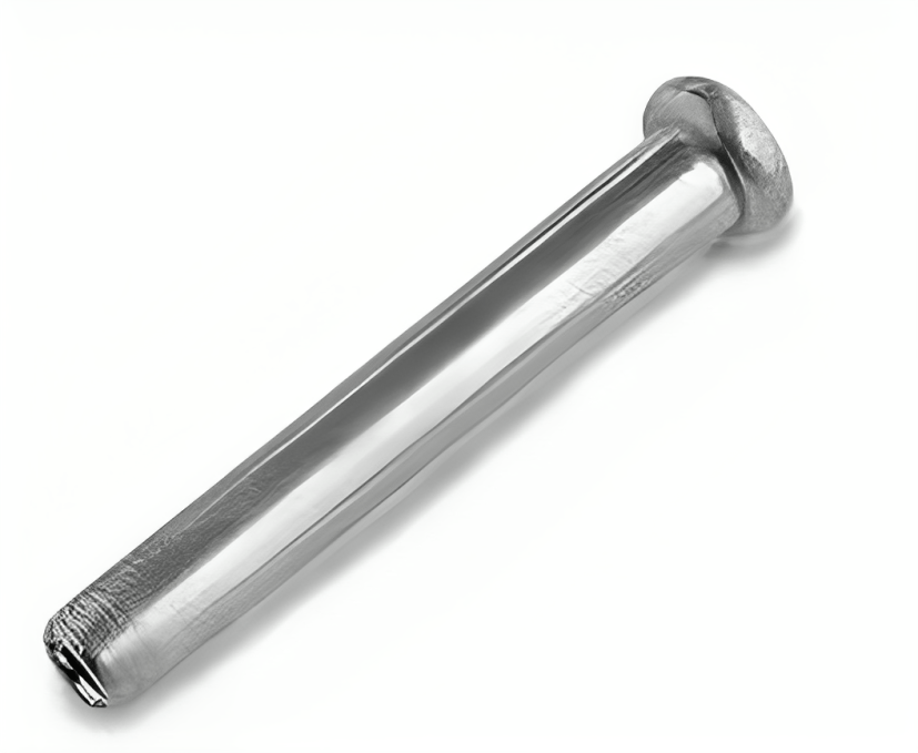Stainless steel dome head terminal with swage end for wire rope balustrade systems.