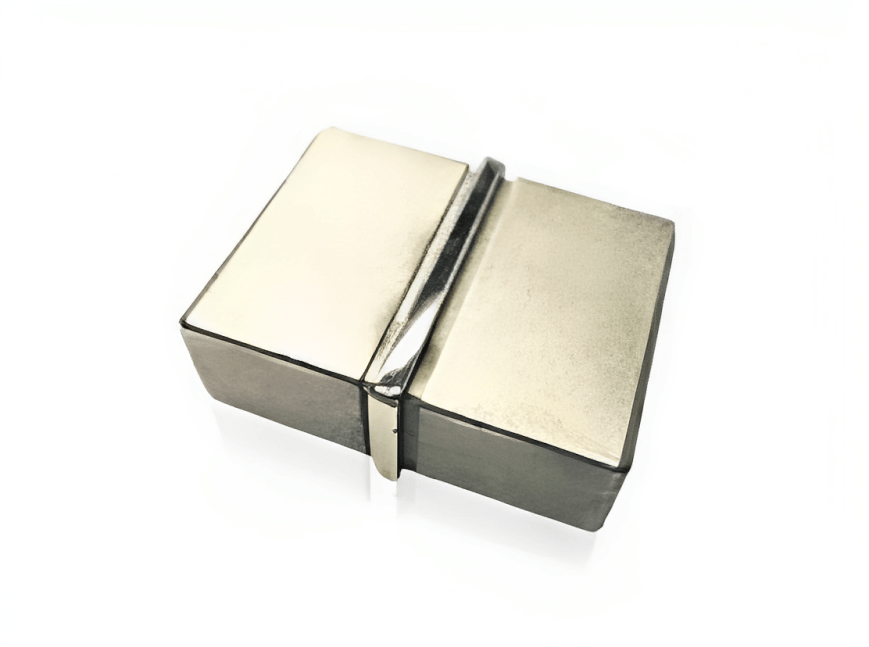 Rectangular stainless steel glass clamp with polished finish for balustrade systems.
