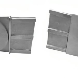 Polished stainless steel kerb rail swivel adjustable joiner for rectangular safety balustrading.