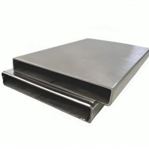 Rectangular hollow section steel tubes with matte finish for structural metal fabrication.