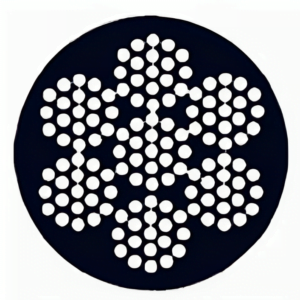 Technical cross-section of 7x19 coated wire rope with protective outer layer.
