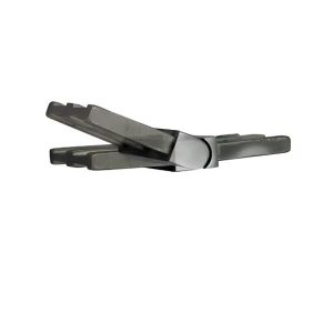 Satin finish stainless steel adjustable joiner for rectangular tube balustrade railing.