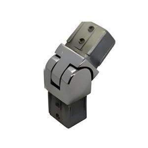 Adjustable square stainless steel tube connector joiner for modular handrail and balustrade systems.