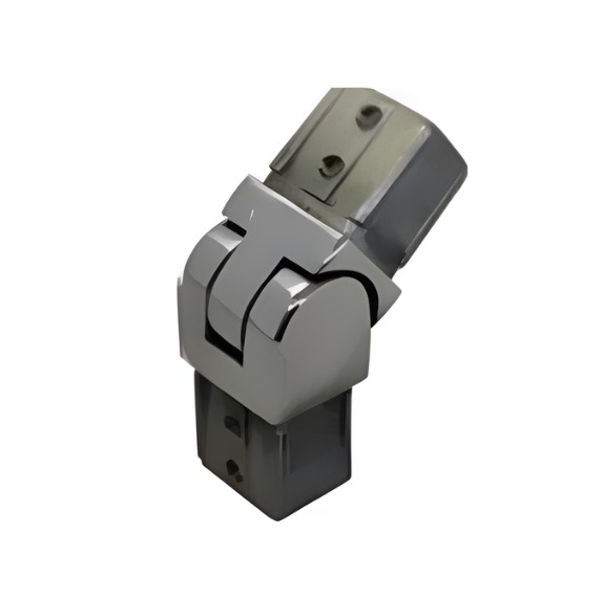 Adjustable square stainless steel tube connector joiner for modular handrail and balustrade systems.