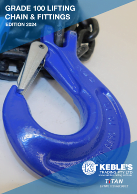 Grade 100 blue powder coated clevis sling hook with safety latch and black lifting chain