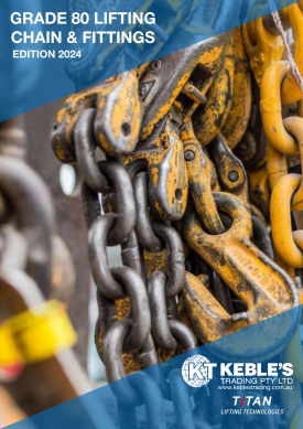 Grade 80 lifting chain and yellow alloy steel hooks for industrial rigging and crane hoisting applications.