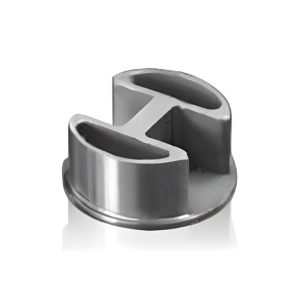 Polished 316 stainless steel H-profile internal tube connector for architectural balustrading systems.