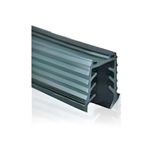 Stainless steel glazing pocket with ribbed rubber seal for glass balustrade systems