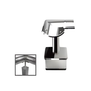Polished stainless steel 90 degree corner handrail bracket for square balustrade post.